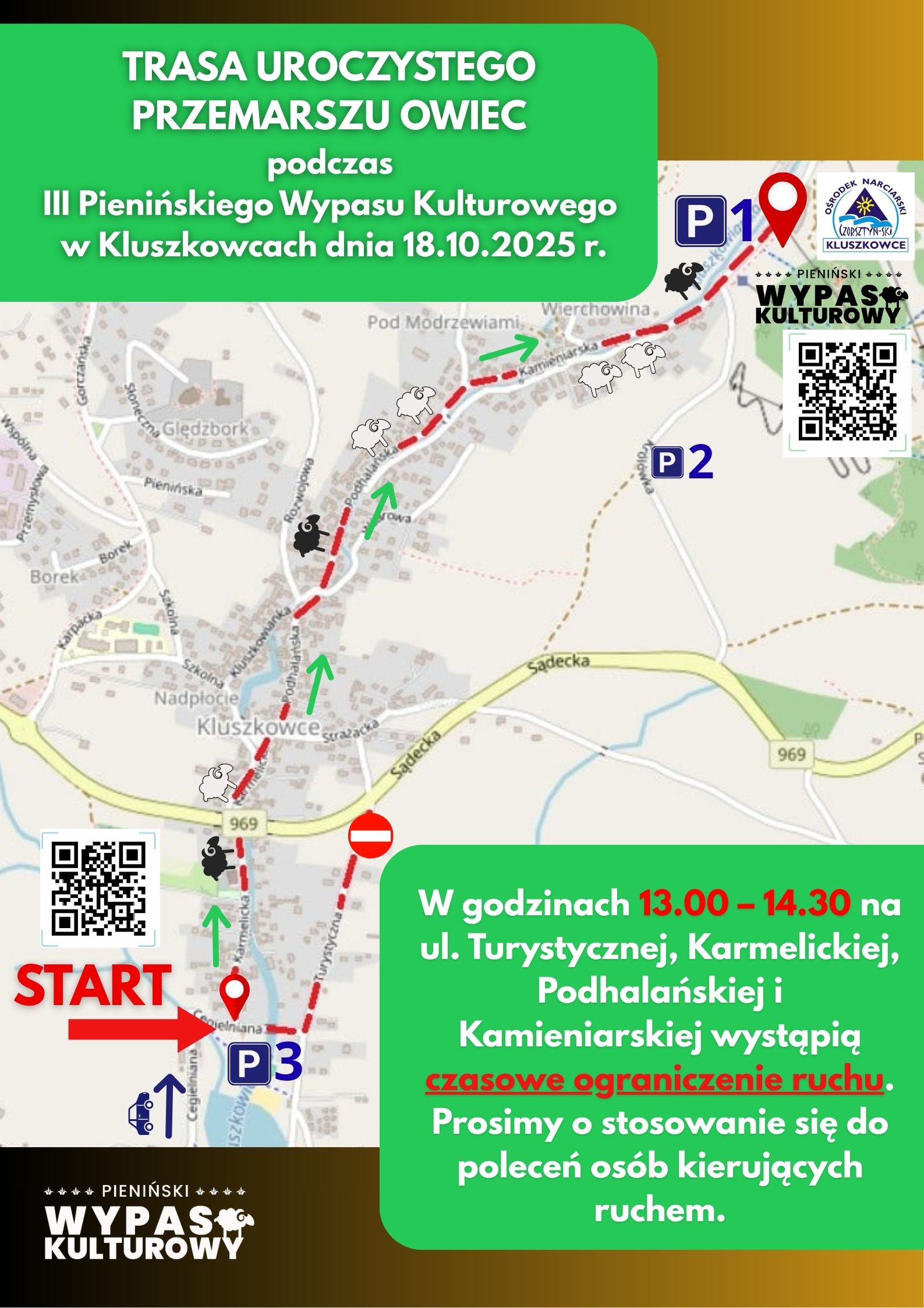 Trasa przepędu owiec, komunikat organizacyjny, program