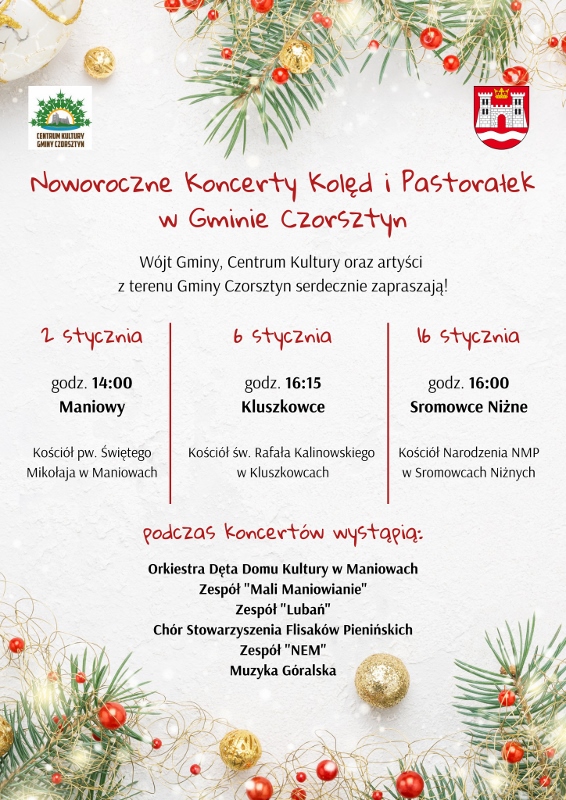 Noworoczne Koncerty Kolęd i Pastorałek w Gminie Czorsztyn